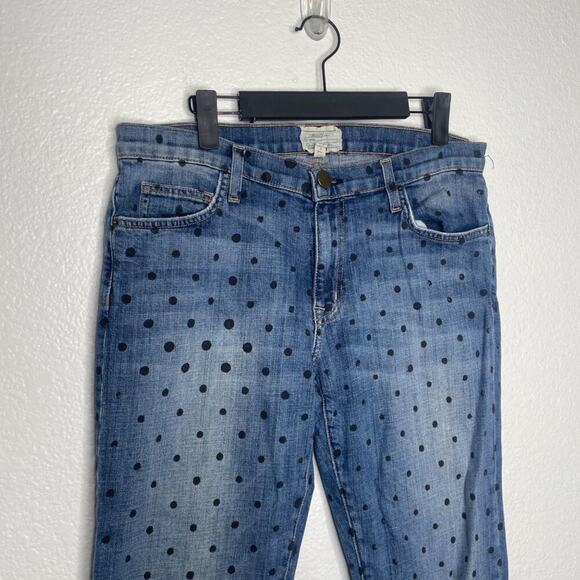 Current Elliott Womens Jeans Size 27 Denim Blue Polka Dot Skinny Leg Casual - Picture 9 of 14